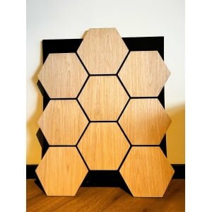 NIEUW! Hexagon Akupanel - Rustiek Eiken 80 x 65 x 2cm
